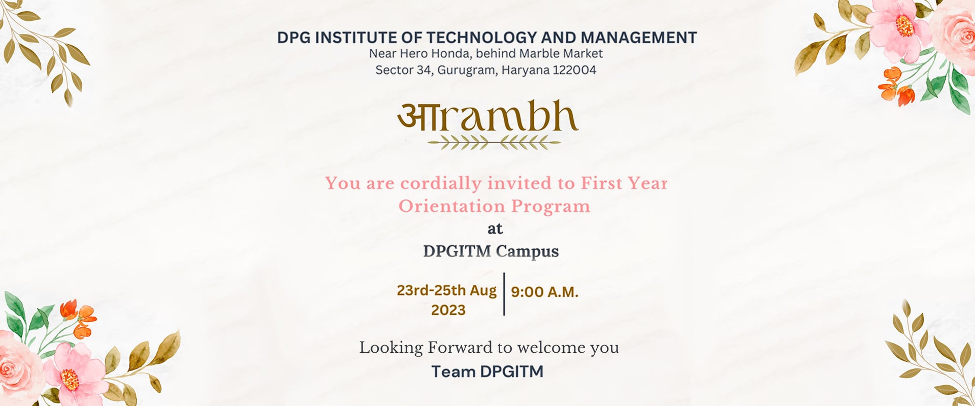 Aarambh 2023 – Orientation Program